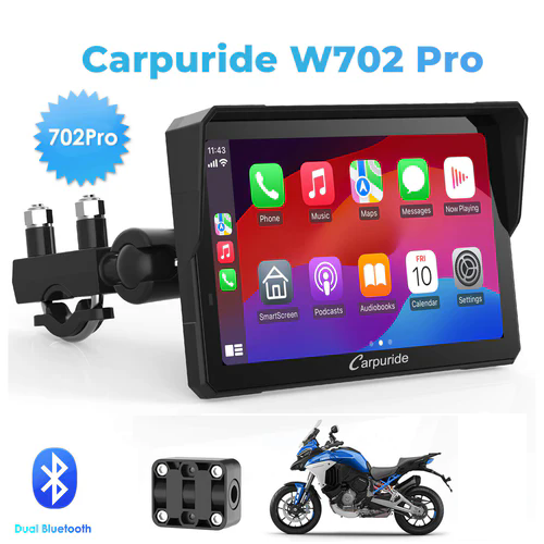 Carpuride W702 Pro Wireless Portable Upgraded Dual Bluetooth Waterproof Ip67 Motorcycle Stereo With Intercom Function Co... product photo from Carpuride